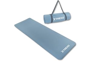 TREXO Tappetino Fitness NBR 183 x 61 cm Materiale di resistenza e flessibilità 15 mm Spesso Materassino per allenamento con Struttura Antiscivolo Tappetino per yoga e pilates in 4 Colori
