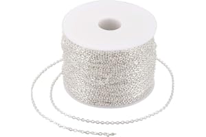 FASHEWELRY 100 m/rotolo Argento Ferro Catena di Collegamento 3x2mm Non saldato Piatto Ovale Catene per Collana Gioielli Accessori FAI DA TE