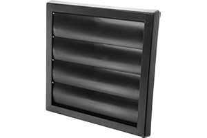 Vent Systems Ø6" Inch Black Plastic Exterior Vent Cover – Heavy-Duty Louvered Grille with Mesh Screen, Airflow Shutter – for Dryer Vents, Garage, Outdoor Walls – Weatherproof HVAC Exhaust Hood