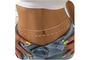 ZOERAY Cadenas de Cintura con Perlas para Mujeres Múltiples 18K Oro Cadena de Cadera en Capas Ajustable Vientre de Cadena Sexy Bikini Bohemia Cadena Cuerpo Impermeable Playa Joyería para Mujer y Niñas
