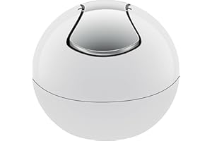 Spirella Poubelle Salle de Bains Récipient à cosmétiques 1 Litre Finition Brillante ou Mate Boîte à ordures à Couvercle pivotant Poubelle à Table Blanc