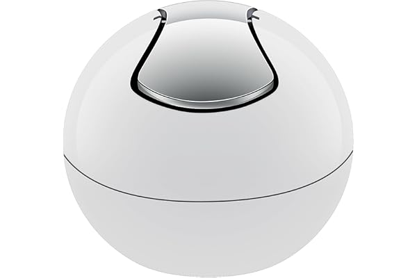 Spirella - Poubelle à Bascule Modèle BOWL - Compacte - Hygiénique et Design Moderne - Facile à utiliser grâce à son couvercle basculant et amovible - 1L - Blanc