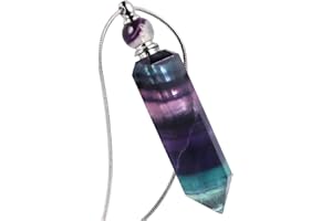 Mookaitedecor - Collana diffusore di oli essenziali per aromaterapia, ciondolo pietra naturale con cristallo punta gioiello per donna uomo