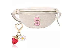 ANPTER Riñonera Mujer y Niña,Bolso Pecho Pequeño con Iniciales,Riñonera Elegante Bolso Bandolera Cruzado Pequeño de PU Cuero Bolso Bandolera Mujer con Cereza Llavero (Riñoneras de Moda-S)