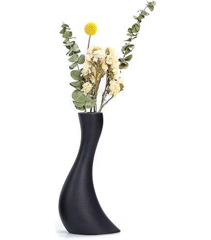 Aveyas Vaso Per Piante In Ceramica | Fioriera Da Interno Nero Opaco 20,3 Cm | Design Minimal Moderno | Senza Foro | Per Piante Grasse E Fiori Finti