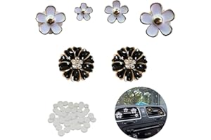 EQLEF Lufterfrischer auto blume, 4 weiße Gänseblümchen-Auto-Lufterfrischer-Klammer und 2 schwarze Parfüm-Entlüftungsklammer-Blumen-Auto-Entlüftungsklammer-Dekor mit 30 Stück Ersatz-Filzauflage