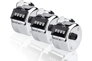 CNYMANY Lot de 3 à la Main Tally Les comptoirs, Genoux de Suivi de 4 Chiffres Manuel cliquets en métal mécanique Compte jusqu'à 9999 pour Le Sport Coach Casino - Argent