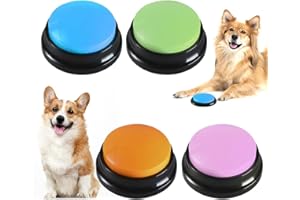 DASIAUTOEM Buzzer z funkcją nagrywania, 4 sztuki, Buzzer Dog Button Sound Button dla psów, głos do komunikacji, Buzzer 30 sekund wyraźnego nagrywania i odtwarzania, Answer Buzzers Dog Button
