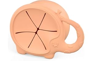 Holzsammlung Collapsible Baby Snack Cup, Silicone Snack Food Cup Finger Feeder, Portable Feeding Training Round Bowl Spill-Proof Biscuits Candy Fruit Container for Children Baby Toddlers, Orange