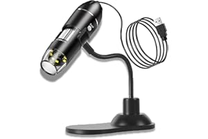 VGE Microscopio Digital USB 1000X con LED Ajustable, Soporte Flexible y Cámara HD - Microscopio Portátil Profesional para Teléfono Móvil/PC, Niños, Industria, Laboratorio, Dermatoscopio