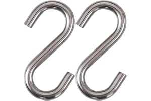 Cozihom Heavy-Duty 304 Stainless Steel S Hooks, 3 Inch Hammock, Swing S Hooks, Industrial Grade Quality Utility Hooks 2 Packs
