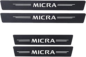 RIDGOEL 4PCS Car Door Sill Protective Accessories for Nissan Micra, Carbon Fiber Car Kick Plates Automobile Threshold Decorative Strips, Auto Door Steps Scuff Plate Cover White