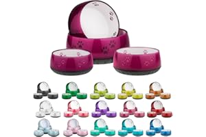 EHASO Hundenapf mit Pfötchen - Futter- und Trinknapf für kleine und große Hunde (330ml, Aubergine)