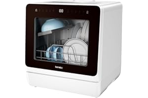 Hermitlux Zmywarka do naczyń, mini zmywarka z 7 + 3 programami, 5 nakryć na miarę, zbiornik na wodę 5 l, opóźnienie startu i zabezpieczenie przed dziećmi