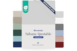 Dreamzie Sabanas 150 x 190/200 cm - Esquinas de 35 cm para Colchones Gruesos - 100% Microfibra, Gris, Certificada sin Productos Químicos (Oeko Tex), Sabanas Bajeras Completamente Elásticas