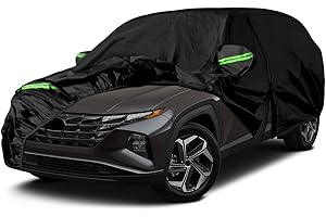 Bâche Voiture Étanche Compatible avec 2010-2023 Hyundai Tucson/N-Line SUV, Housse de Voiture complète Housse Voiture Extérieur Respirante avec Fermeture éclair de Porte et Bandes Coupe-Vent