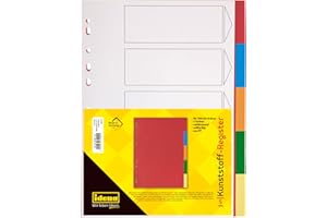 Idena 300001 - Indeksy do DIN A4, plastikowe, 5 części, pełne pokrycie, kolorowe, 1 szt.