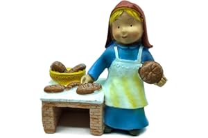 Acan Tradineur - Figura de Panadera para Belén - Estilo Naïf - Fabricado en Marmolina - Adorno Divertido para Nacimiento, Navidad, decoración Tradicional - 10 cm