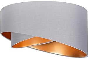 MiniSun | Modern Grey and Gold Double Layer Easy Fit Living Room Bedroom Ceiling Pendant Light Shade | Shades & Home Improvements Essential | 400mm Shade Width