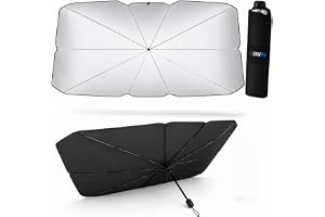 Parasol Coche Delantero Plegable 145x80 cm – Protector Solar UV Parabrisas | Tipo Paraguas, Antirrotura, Univ…