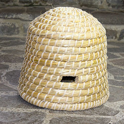 SIDCO ® Bienenkorb 30 cm hoch Einfluglöcher geflochten Stroh Korb Bienenstock - 3