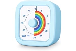 Cexovo Visueller Timer für Kinder 60 Minuten Countdown Timer mit Großem Bildschirm, für Kinder Zahnputztimer Leise, Regenbogen Zeitmanagement Tool für Küche, Klassenzimmer (Blau)