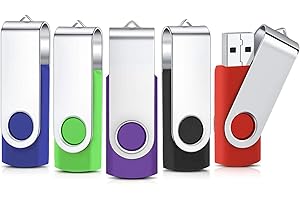 ARETOP Clé USB 8Go Lot de 5 Flash Drive Cles USB 2.0 Mémoire Stick Stockage Pivotantes Porte Clef USB U Disque (5 Couleurs Mélangées:Rouge Vert Noir Bleu Violet)