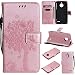 Produktbild Moto E4 Case Hülle, Honghushop PU lederhülle Schutzhülle Bookstyle Smartphone Flip Cover für Moto E4 Flip Brieftasche Case Baum Katze Schmetterling Muster Blume Wallet Cover Tasche Schutz Hüllen Stand Funktion Kreditkarte ID Card Slots Magnetverschluss Magnet und Weich TPU Innere Case für Motorola Moto E4 --- Rose Gold