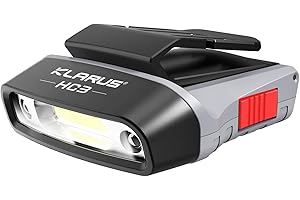 KLARUS HC3 LED Clip On Cap lampka na głowę, lampka na czoło, białe i czerwone światło ze sterowaniem czujnikiem, 5 trybów ściemniania, na polowanie, kemping, wędkowanie