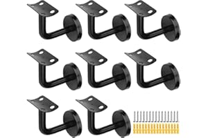 KMERCE Supporti per Corrimano per Scale, Supporti per Rampa Scala in Acciaio Inossidabile, 60x80 mm, per Rampe per Scale, Supporto o Balaustra Interno ed Esterno (8, Nero+Arco di Giunto)