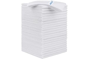 HOMEXCEL Lot de 24 Chiffons de Nettoyage en Microfibre pour Cuisine, Non Pelucheux, Anti-Rayures, très absorbants et réutilisables pour Maison, fenêtre et Verre, Voitures, 30,5 x 30,5 cm, Blanc