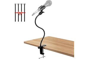 HI-ERA Microphone Holder & Mic Holder -13.78" Flexible Gooseneck Desktop Mic Stands Holder with 0.38" to 0.63" Adapter Clamp for Lectern Podium Podcast Meetings Lectures Pulpit Streaming Gaming Studio