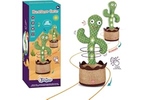 SHAVINGFUN Cactus que baila y repite,juguete Luminiscente, Peluche Cantando para Niños Adultos(Canto 120+Danza+Grabación+Iluminación)