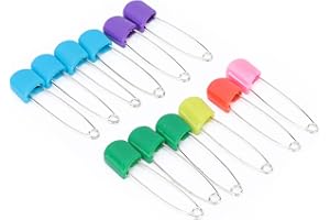 RIUULITY Diaper Pins Assorted Color Locks Large Size Needle Color Pins Nappy Pin Cardiganpaper Clips Colorful Large Pins Safety Pins (12 pcs bun colored pins)