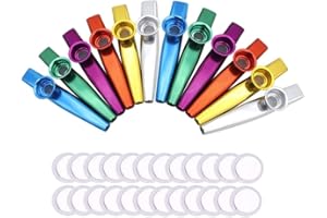 Anyasen Kazoo in metallo 12 Pezzi Kazoo Strumenti Musicali Kazoo Metallica diaframmi a flauto kazoo con 24 Pezzi membrane regalo per amanti della musica