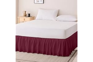 Rohi Base Valance Bed Sheet - Frilled Design - FIT Over - 16” Deep Fit Base Valance Sheet, Polycotton Bedding - OEKO-TEX® Standard 100 Certified (Single Base Valance,Wine)