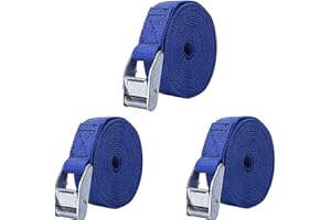 ZDHOSTY 3 Pcs Ratchet Tie Down Straps， Heavy Duty Tension Belts Adjustable Lashing Straps Ratchet Straps 1m x 25mm 250kg(550lbs) for Vans, Motorcycle, Trucks,Trailer, Luggage, Cargo. (blue, 1m x 25mm)