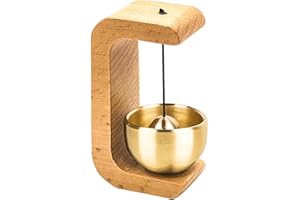MUSIIN Campanello decorativo dorato per l'apertura della porta, campanello magnetico in legno con campana in ottone, ideale per ingresso, parete, negozio, armadio, frigorifero e negozio decorazione