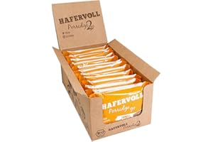 ‎HAFERVOLL Hafervoll Porridge2go Erdnuss & Nussmus, 13 x 55g Riegel- Vegan, Bio, Glutenfrei, Naschen ohne Zusatz von Zucker, mit Hafer, Datteln und Quinoa-Pops