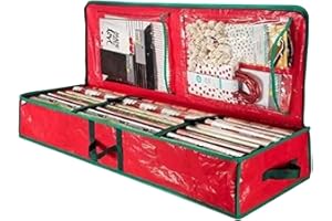 SNAKELL Christmas Wrapping Paper Storage Bag Durable Tear Proof Wrapping Paper Storage Box Fits 24 Rolls Gift Wrap Organiser for Christmas Decorations Bows, Tags & Ribbons