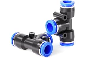 TAILONZ PNEUMATIC 8mm OD Tee Plastic Push to Connect Fittings 3 Ways Tube Connect Push Fit Push Lock PE-8 (Pack of 10)
