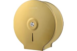 VANNSOO Dispensador de Papel higiénico Jumbo Comercial, Soporte de Pared de Acero Inoxidable de 9 Pulgadas, dispensador de Papel higiénico con Llave de Bloqueo (Dorado)