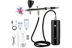 CESHMD Juego de aerógrafo 30 psi, con compresor, portátil, doble acción, pistola de aerógrafo profesional