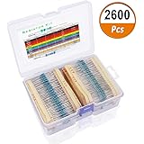 ARCELI 2600 Stück 130 Werte Widerstand Kit, 1% Verschiedene Widerstände 1 Ohm-3M Ohm 1 / 4W Metallschichtwiderstände Sortimen