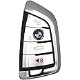 Replacement Keyless Entry Remote Control Key Fob Case Fit for BMW 1 3 5 7 Series X1 X3 X5 Z4 F10 F15 Key Fob Cover Shell 4 Buttons (Silver)