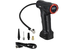 Trådlös luftpump 1500 mAh DEPP010, olika ventilfästen, manometer, LED-skärm, justerbart måltryck, integrerat batteri, automat