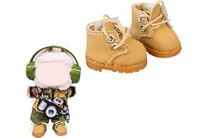 KAZGVN Doll Shoes Accessories, Mini Shoes for Dolls, Cute Clothes Outfit Set Martin Boots Suitable for 15cm 17cm Doll, Dress Up Doll Clothing Shoes Replacement Brown(No Doll)