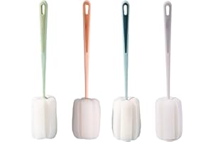 ABUYALL 4 Stück Schwamm Reinigungsbürste bürste für gläser Schwamm mit Stiel Poröser Schwammkopf Starkes Aufnahmevermögen geeignet für Karaffen Wasserflaschen Flaschen Tassen Schüsseln Teller