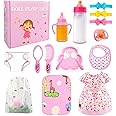 BNUZEIYI Baby Doll Accessories - Feeding and Caring Set with Bottles Doll Diaper and Changing Mat, Doll Stuff Clothes fit 14-16 Inch Doll, 18 Inch Doll Pretend Play Set for Girls Gift