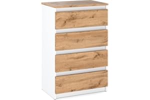 MRBLS_HOME MRBLS Kommode mit 4 Schubladen Sideboard Schubladenschrank Kleiderschrank Modern Möbel mit Schubladen für Ihr Schlafzimmer (Weiß Matt - Wotan) – 60 x 92,5 x 33,5 cm (B/H/T)
